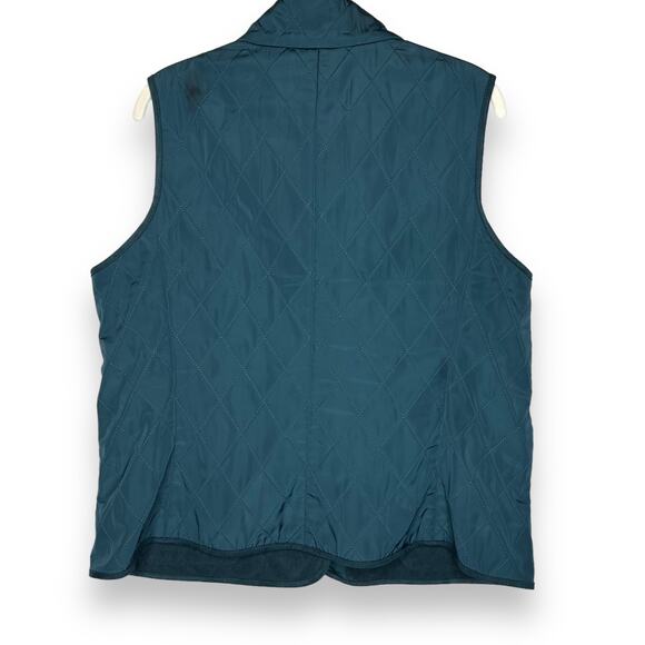 Talbots Teal Quilted Button Down Vest Petite Size large - Picture 2 of 7